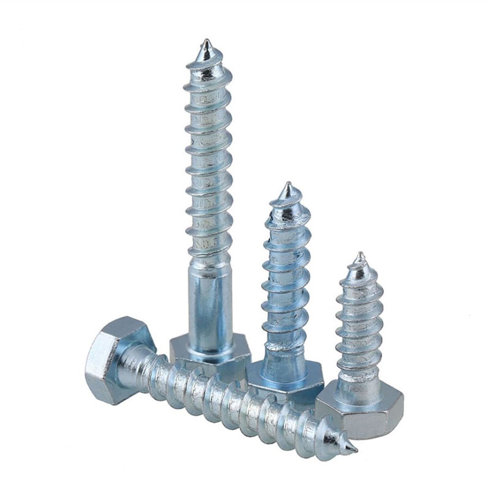 FMingNian 5-Piece Galvanized DIN 571 External Hex-Head Self-Tapping Half-Thread Wood Screws, M6/M8/M12, 140 mm, M12