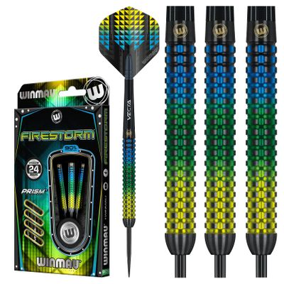 WINMAU Firestorm 24 g Professional Tungsten Steeltip Dart Set with Flights and Shafts