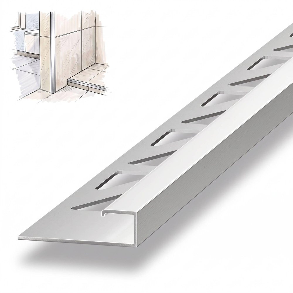 Dalsys Tile Corner Trim 2.5 m x 8 mm Matte Silver Aluminum