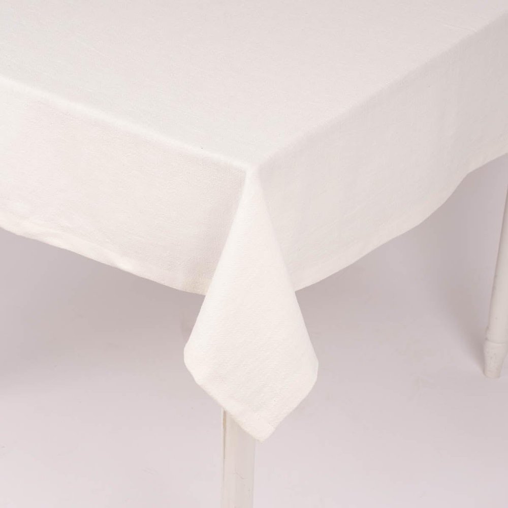SCHÖNER LEBEN. Organic Ramie Tablecloth, Linen Look, Solid Cream White