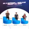PATCH HOME Gamer Bean Bag Chair with Zipper, Pre-Filled, Indoor & Outdoor, Royal Blue, 80 x 90 cm view 3