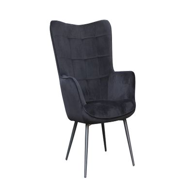 byLIVING UTA Relax Chair, Black Velvet, Black Frame