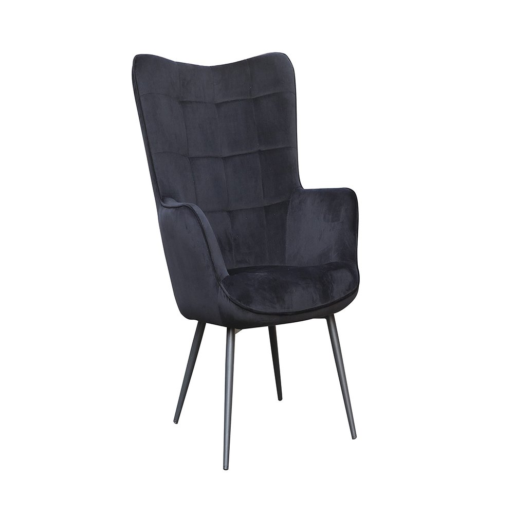 byLIVING UTA Relax Chair, Black Velvet, Black Frame