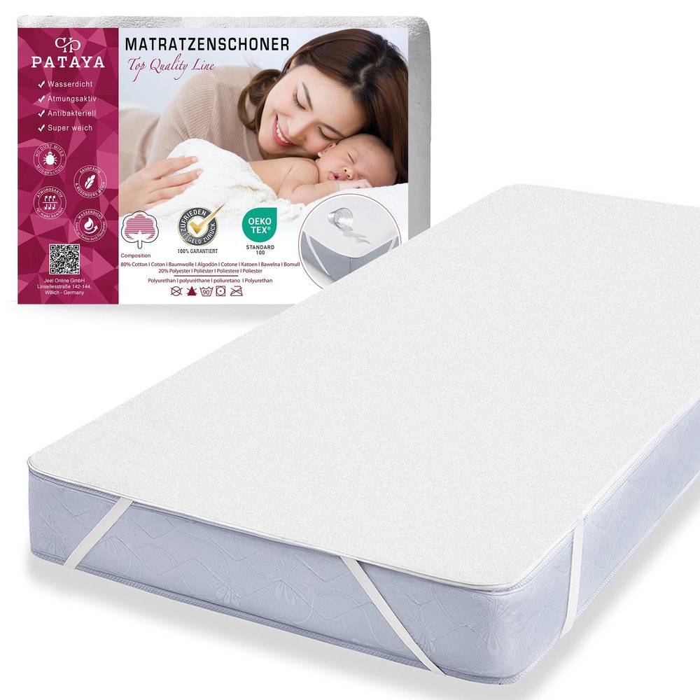 PATAYA Waterproof Mattress Protector 70 x 140 cm for Babies and Children
