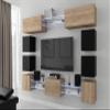 Furnitech Living Room Wall Unit with RGB LED Lighting, 16 Colors, Shelves and TV Cabinet (Future C80N-21SB-M-51) view 1