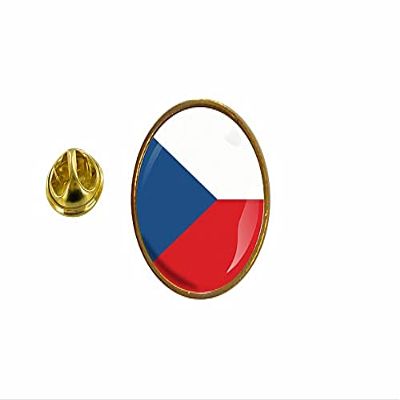 Akachafactory Czech Republic Flag Pin, Round Cockade, Resin