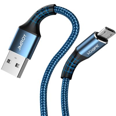 JMROY 1 m Braided Micro-USB Cable, Fast Charging, Army Blue