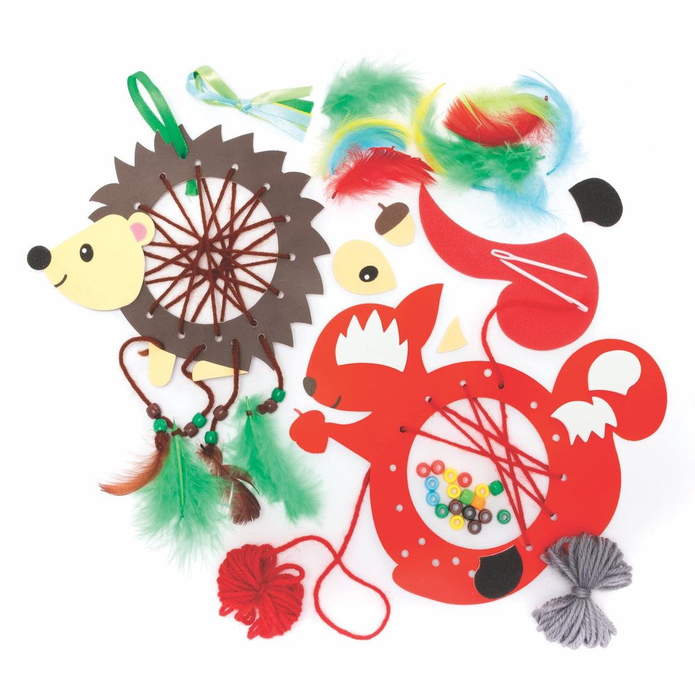 Baker Ross FE658 Woodland Animal Dream Catcher Craft Kit, 4-Pack, Medium