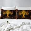 Golden Foliage Tree of Life 160x200 cm Fitted Sheet Set, Black and Gold view 2