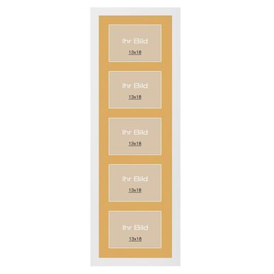 Bildershop-24 Monza White (Matte) Collage Picture Frame, 27 x 78 cm, 5 Mat Openings, 13 x 18 cm, Corn Yellow