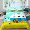 XCWDC 220x200 cm White Caravan Pattern Bedding Set, Soft Cozy 90 GSM Microfiber, Duvet Cover with 2 Pillowcases 80x80 cm, Zipper Closure view 1