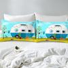 XCWDC 220x200 cm White Caravan Pattern Bedding Set, Soft Cozy 90 GSM Microfiber, Duvet Cover with 2 Pillowcases 80x80 cm, Zipper Closure view 2