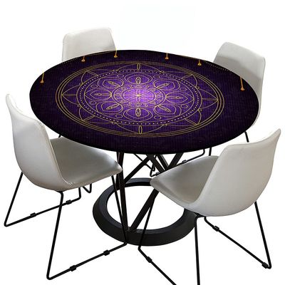 FANSU Round Outdoor Tablecloth, Washable Polyester, 3D Flower Design, Stain-Resistant, 170 cm Diameter, Secret