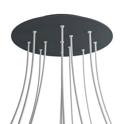 creative cables - Round XXL 12-Hole, 4-Side-Hole Lamp Canopy, Rose-One Cover, 400 mm Diameter - Anthracite, Black