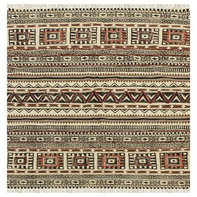 CASAVANI Cotton Tassel Rug, Hand-Block Printed, Handwoven, Washable, 8 x 10 ft (240 x 300 cm)