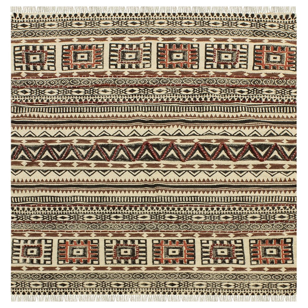 CASAVANI Cotton Tassel Rug, Hand-Block Printed, Handwoven, Washable, 8 x 10 ft (240 x 300 cm)