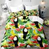 Hiseng 3D Toucan Print Bedding Set, 3-Piece Microfiber Duvet Cover Set, Red Watermelon, 180 x 220 cm view 1