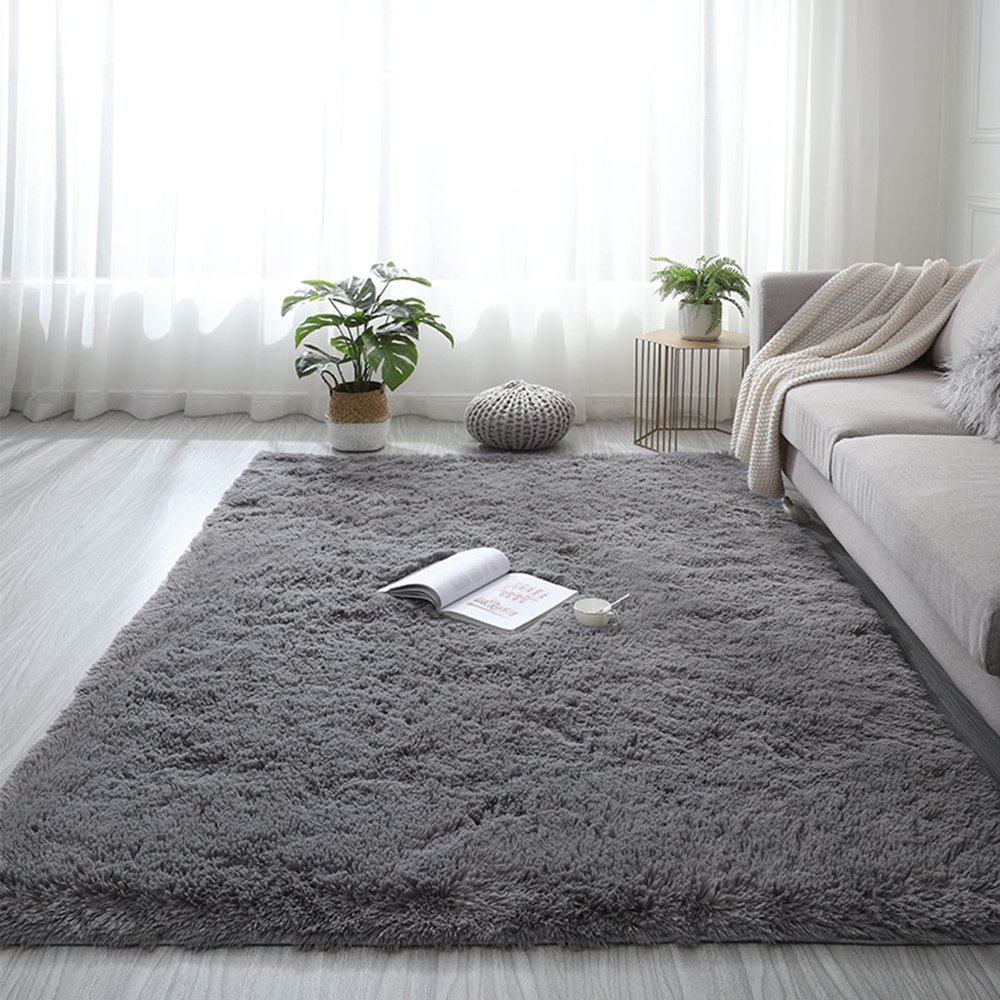 ERPENG Living Room Rug 160 x 180 cm, Non-Slip Underside, Natural Product, Green and Gray