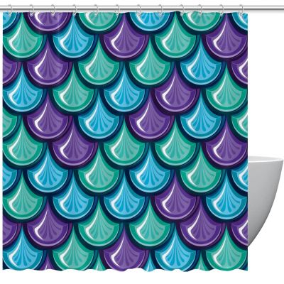 Shower Curtain, Mermaid Scales, Waterproof, Colorful, Fun, 182 x 182 cm