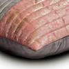 The HomeCentric Peach & Gray Decorative Velvet Pillow Cover, 40 x 40 cm, Foil-Finished, Quilted & Patchwork Striped Design - Peach Dusk view 2