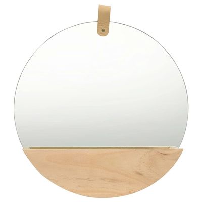 VXL Wall Mirror Made of Solid Pine Wood, 35 cm