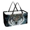 Wolf Laundry Basket, Printed Storage Bag, Extra Large, Foldable Toy Organizer, 56 x 29 x 32 cm view 1
