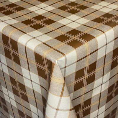 KEVKUS K109D Checkered Oilcloth Tablecloth, Brown-Beige, 70 x 240 cm, Rectangular