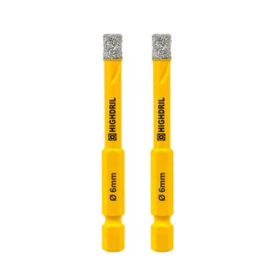 HIGHDRIL 6 mm Dry Diamond Tile Drill Bits, Hex Shank, 2-Piece Set