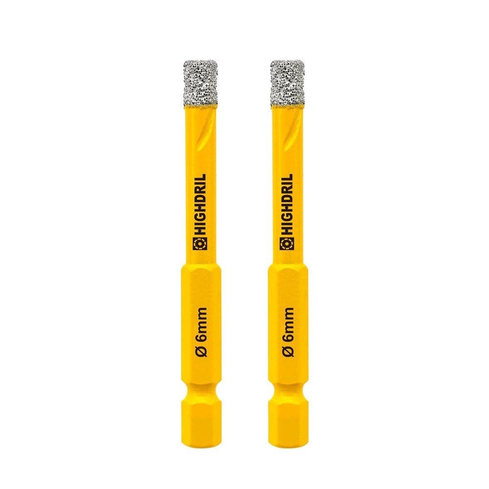 HIGHDRIL 6 mm Dry Diamond Tile Drill Bits, Hex Shank, 2-Piece Set
