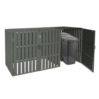 Mendler 1-/2-Bin WPC Trash Bin Enclosure Extension HWC-J28 - Anthracite
