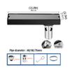 304 Stainless Steel Linear Shower Drain, Tile Insert, 200–1200 mm, Black, Large-Caliber Type view 2