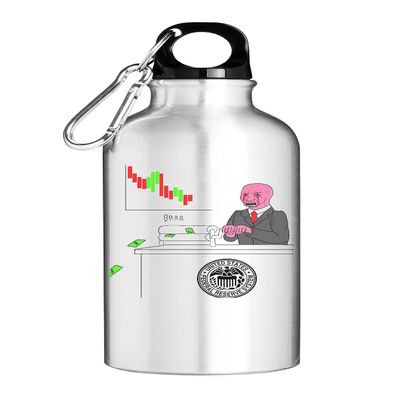 Federal Reserve Money Printer Go Brrr Meme Fed Stimulus Check Tourist Water Bottle, Silver, 400 ml