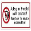 “Do Not Use Elevator in Case of Fire” DE/EN Fire Safety Sign, Film, Similar to ISO 7010, Selectable Size view 1
