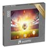 puzzleYOU: 1,000-Piece Abstract Floating Soccer Ball in Stadium with Smoke and Bokeh view 1