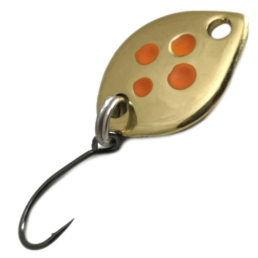 Troutwerk Spoon 0.8 g, 1.2 cm – Trout Lure, Gold/Orange Dots