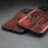 GGOIl Wooden Case for iPhone XR 11 12 Pro Mini 7 8 Plus X XS Max SE 2020, Luxury Silicone Phone Cover, Chiba Flower (A116), for iPhone 11 Pro Max view 3