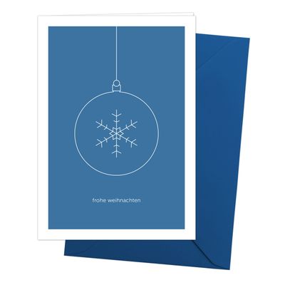 Merry Christmas Minimalist Folding Card with Dark Blue Envelope