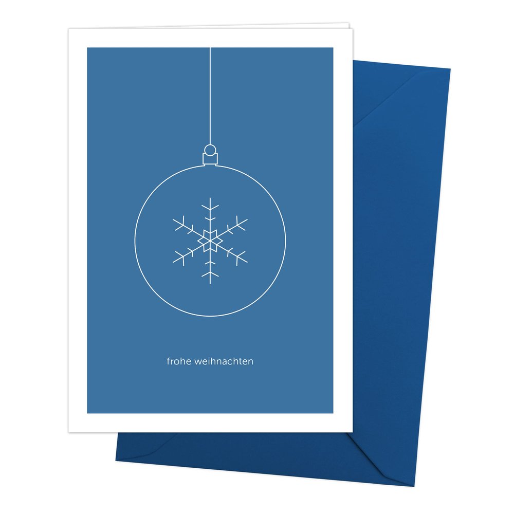 Merry Christmas Minimalist Folding Card with Dark Blue Envelope