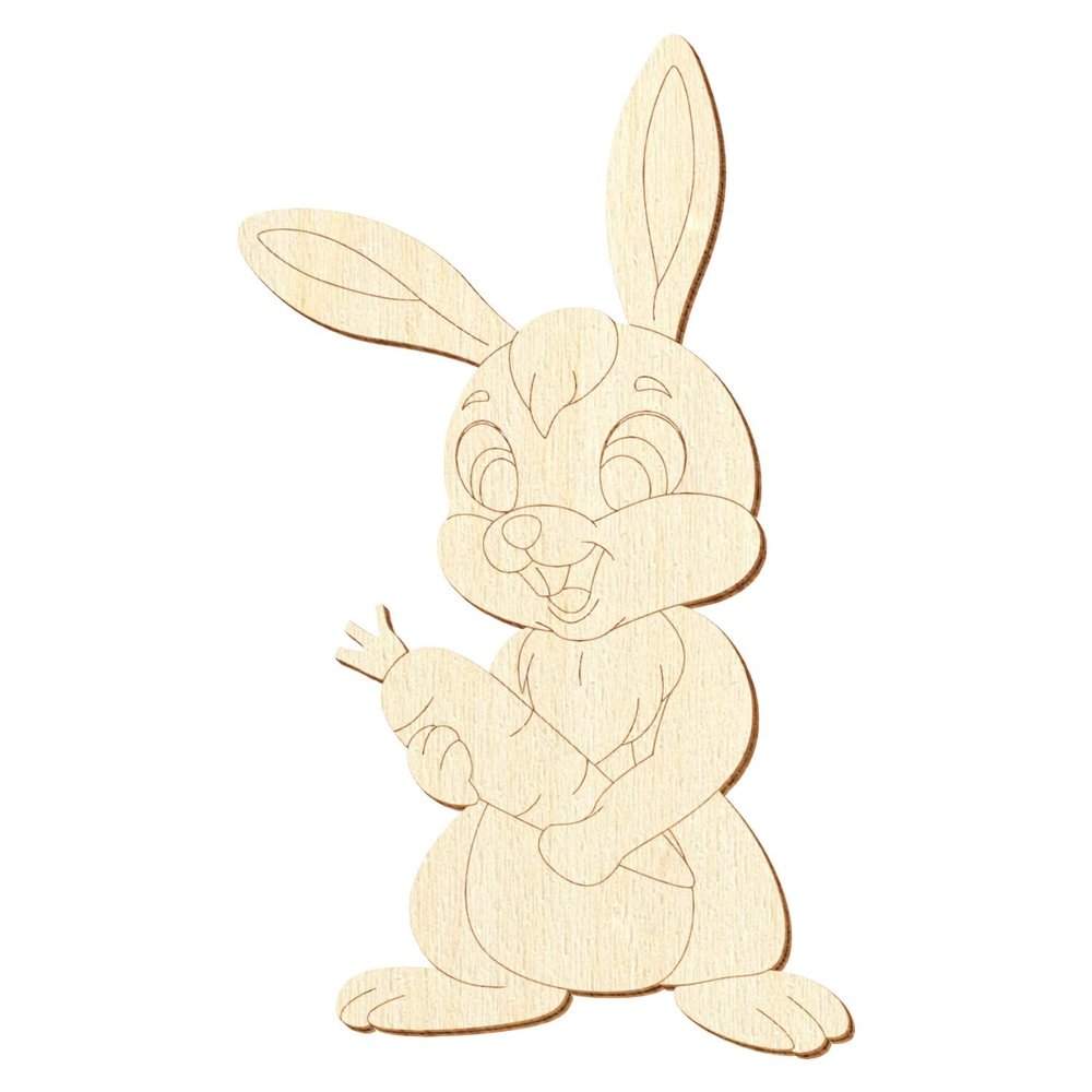 Wooden Rabbit with Carrot – 5–50 cm, 50-Pack, 8 cm High
