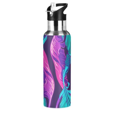 Mnsruu Green Bohemian Floral 600 mL Insulated Water Bottle with Straw
