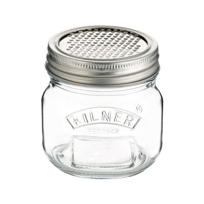 Kilner Storage Jar with Fine Grater in Lid, 250 ml, 18/10 Stainless Steel
