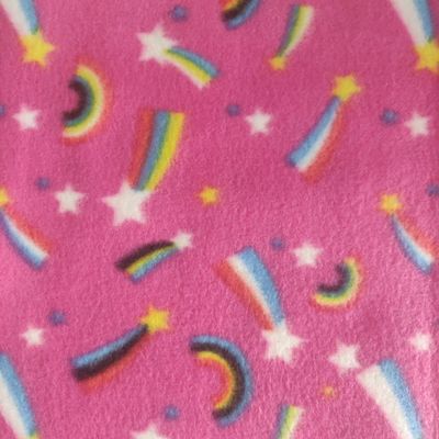 CRS Fur Fabrics Printed Polar Fleece Fabric, Rainbow Pink, 1 m, 150 x 100 cm