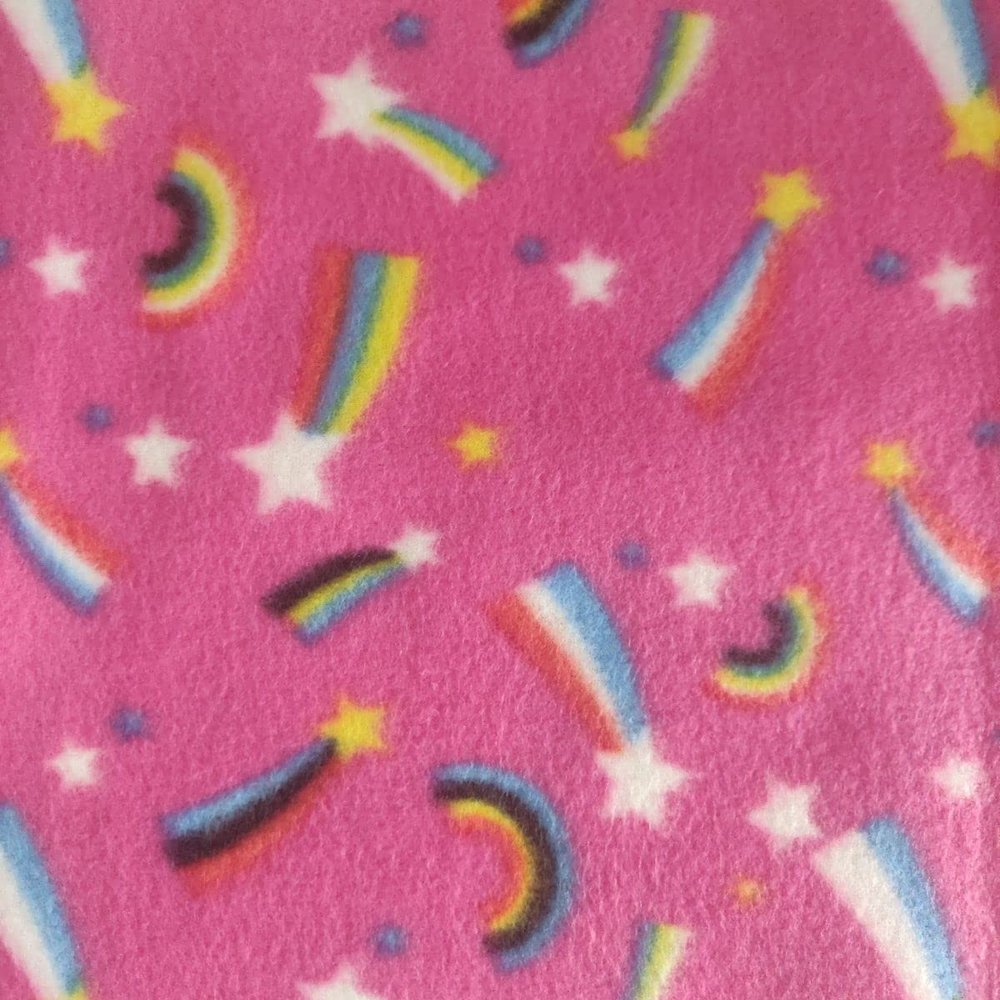 CRS Fur Fabrics Printed Polar Fleece Fabric, Rainbow Pink, 1 m, 150 x 100 cm