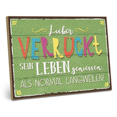 ARTFAVES Wooden Wall Plaque – “Be Crazy, Enjoy Life” – Retro Vintage Door Sign, Decor & Gift