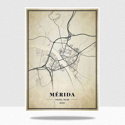 1000-Piece Wooden Puzzle for Adults, Retro City Puzzle, Mérida, Spain Map Puzzle Set for Families, Brain Challenge, Parent-Child Game, 2000 Pieces