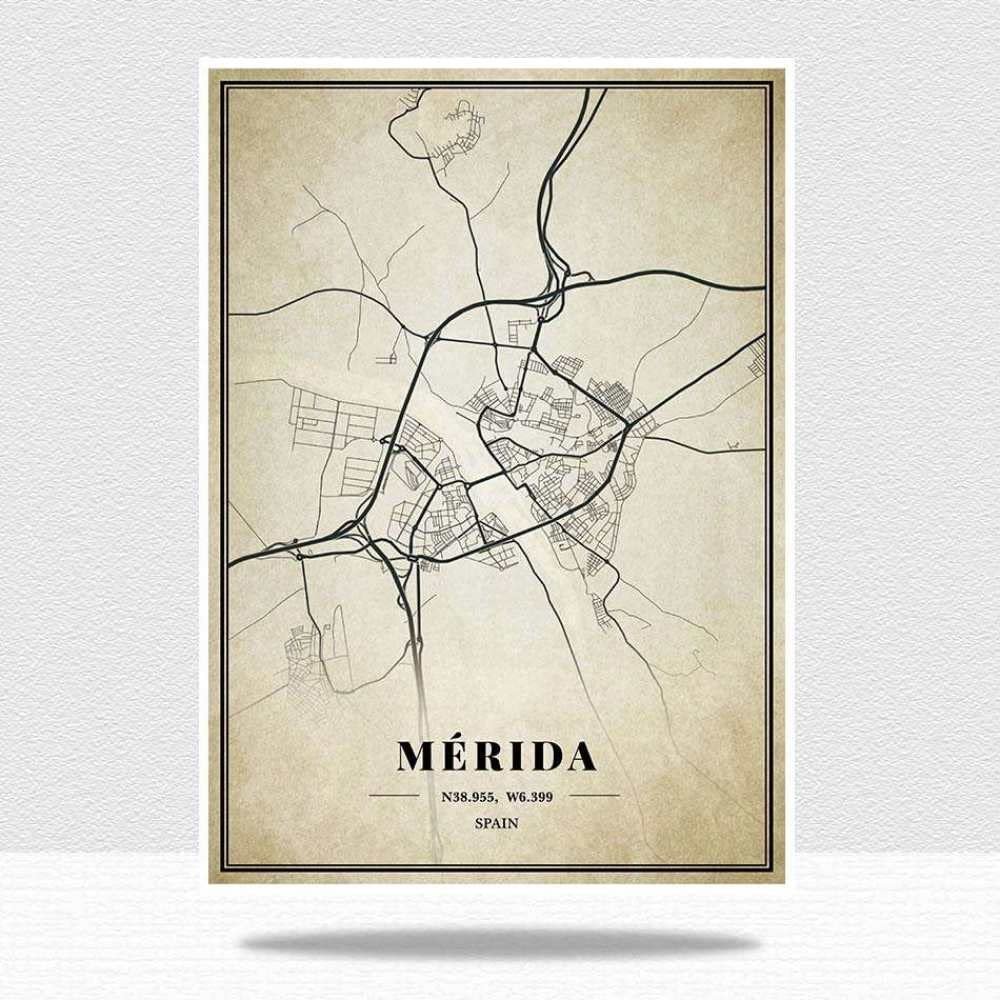 1000-Piece Wooden Puzzle for Adults, Retro City Puzzle, Mérida, Spain Map Puzzle Set for Families, Brain Challenge, Parent-Child Game, 2000 Pieces