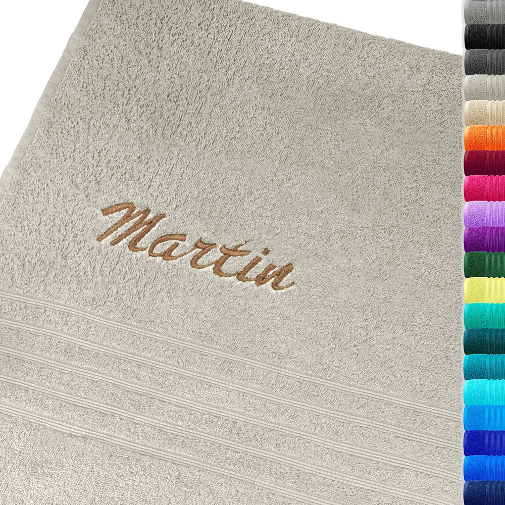 Lashuma Personalized Bath Towel with Name, 100 x 150 cm, Pebble
