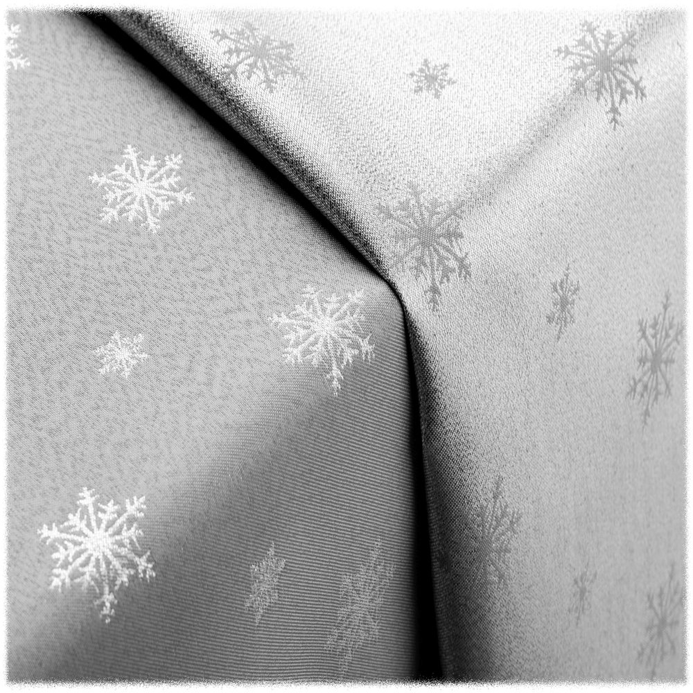 GOLDMAR Reversible Christmas Tablecloth, Stain-Resistant, Gray Pattern 02, 55 x 87 in