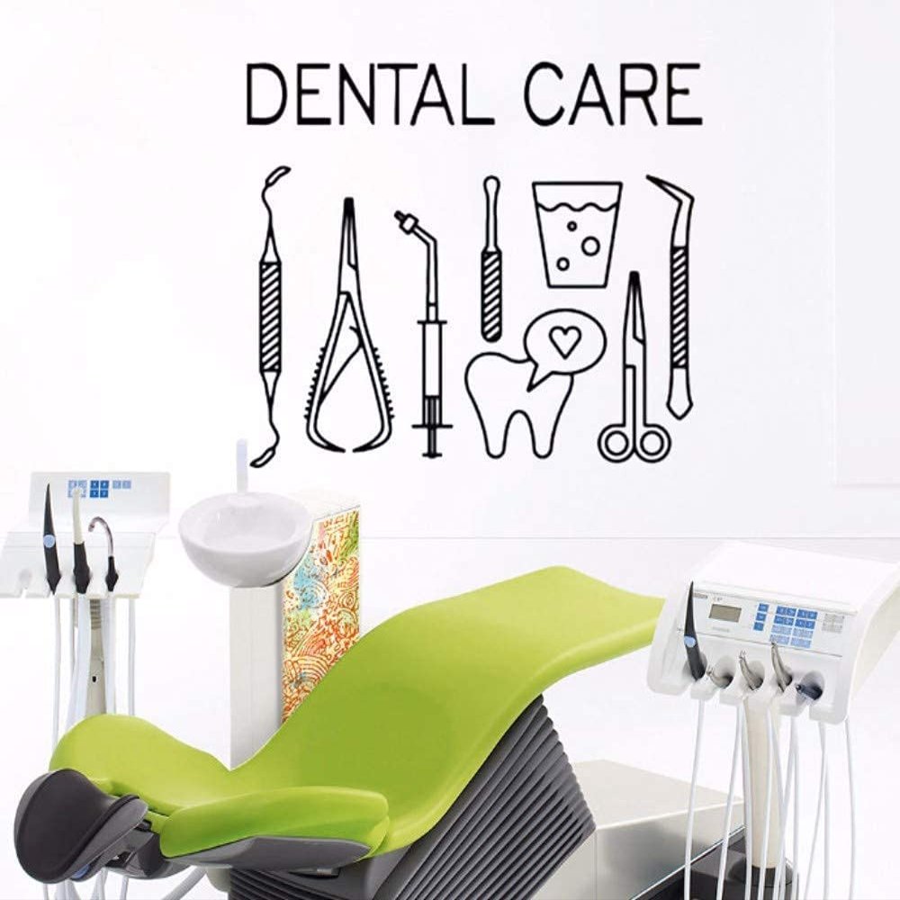 Dental Care Wall Sticker, Dentist Smile Tool Wall and Window Poster, Dental Center Decoration, L701, 56 × 68 cm