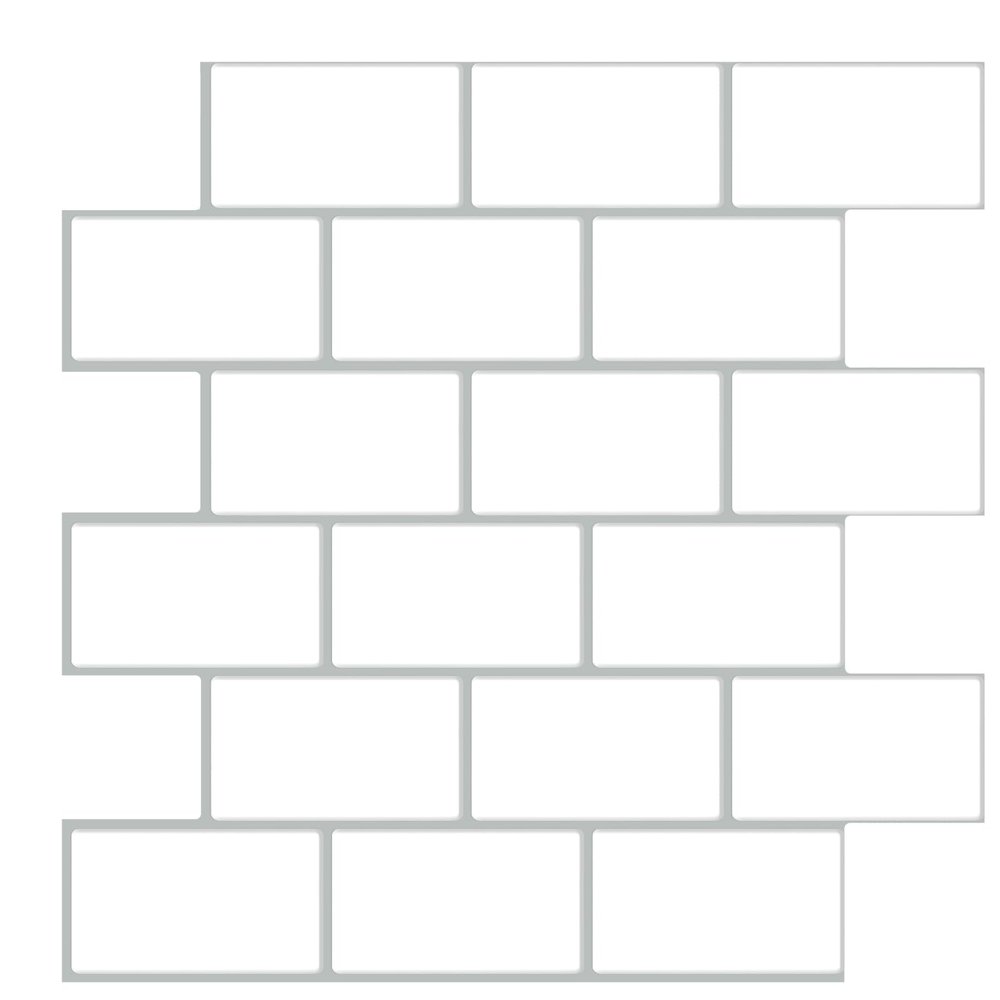 WoStick Peel-and-Stick Wall Tiles, 1.6 mm Thick, 10 Sheets, Subway Design, Kitchen Backsplash, 30.5 x 30.5 cm